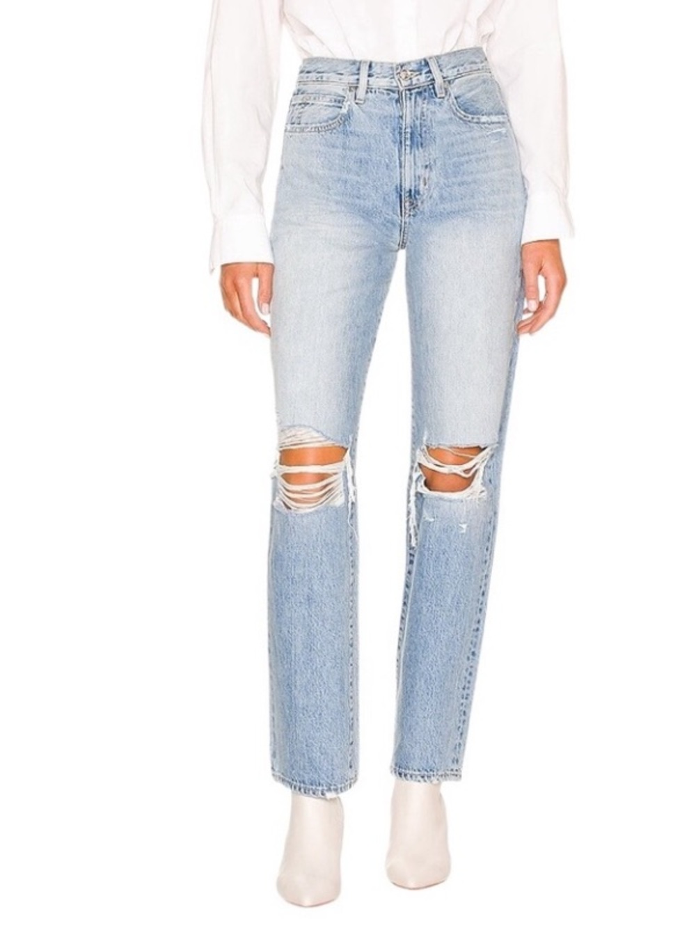 SLVRLAKE London straight leg high rise 32 ripped Revolve USA 501 denim jeans